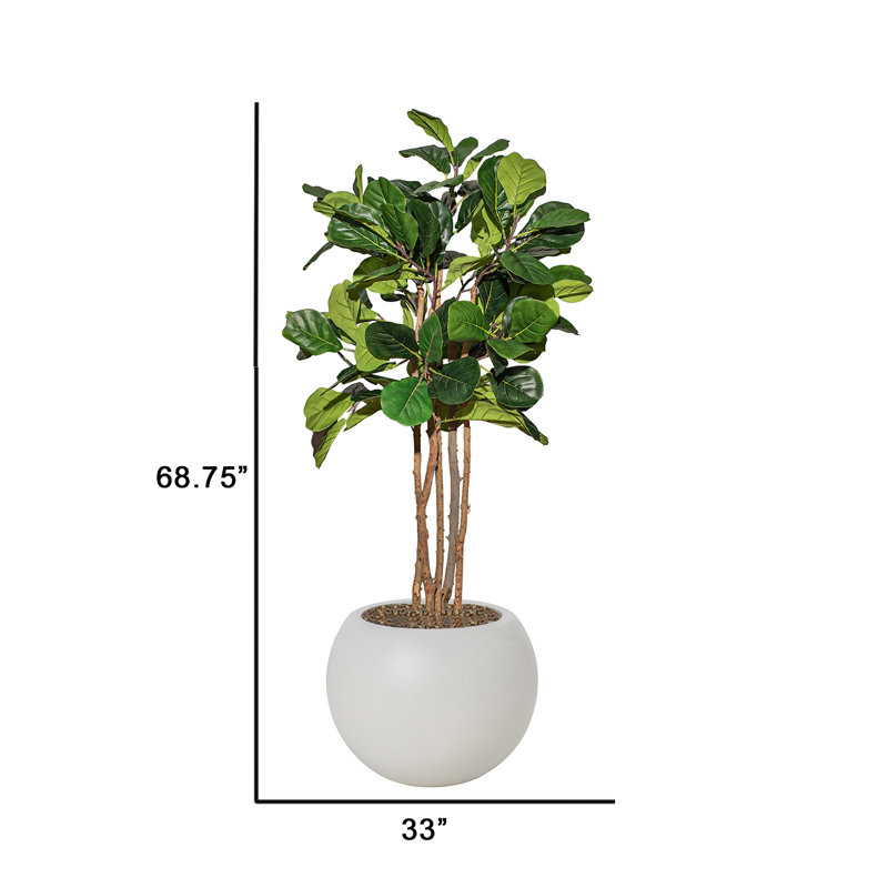 Arbre à figuier artificiel 68,75 po dans un pot à fleurs blanc