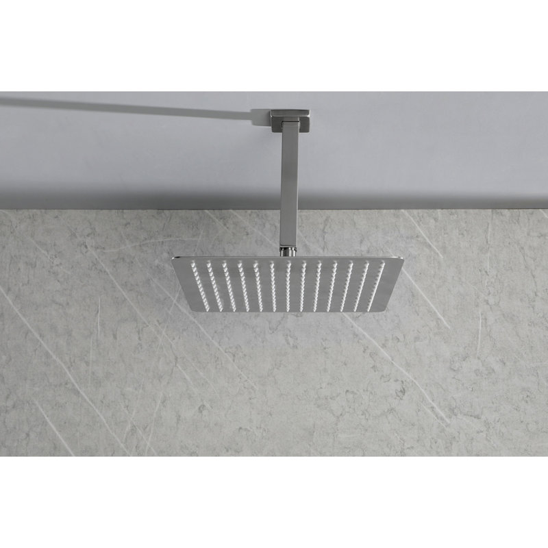 Pomme de douche haute pour salle de bain en nickel brossé - acier inoxydable, économiseur d'eau, buse autonettoyante, fonctionne avec la pluie