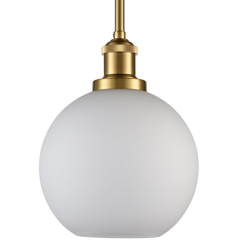 Luminaire suspendu doré avec abat-jour en verre de lait sphérique