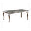 Table de salle à manger rectangulaire en verre inerte plateau argenté 7 pièces Table de salle à manger 6 chaises latérales capitonnées