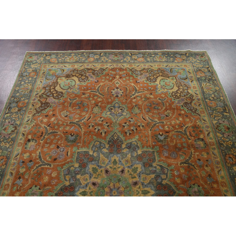 Tapis floral motif persan Tabriz noué à la main 6 x 10