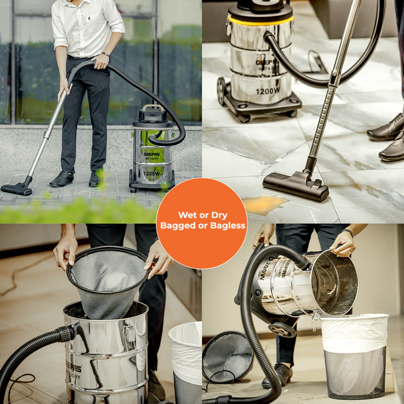GEEPAS 1200W Wet & Dry Vacuum Cleaner - 23L, Indoor or Outdoor