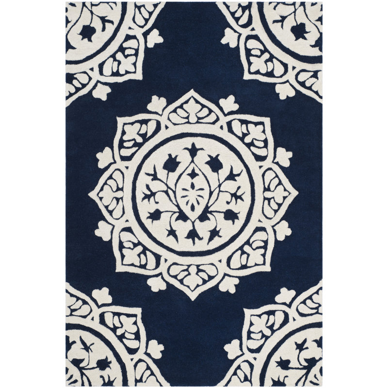Rudra Hand Tufted Wool Floral Rug, Rectangle 4' x 6'