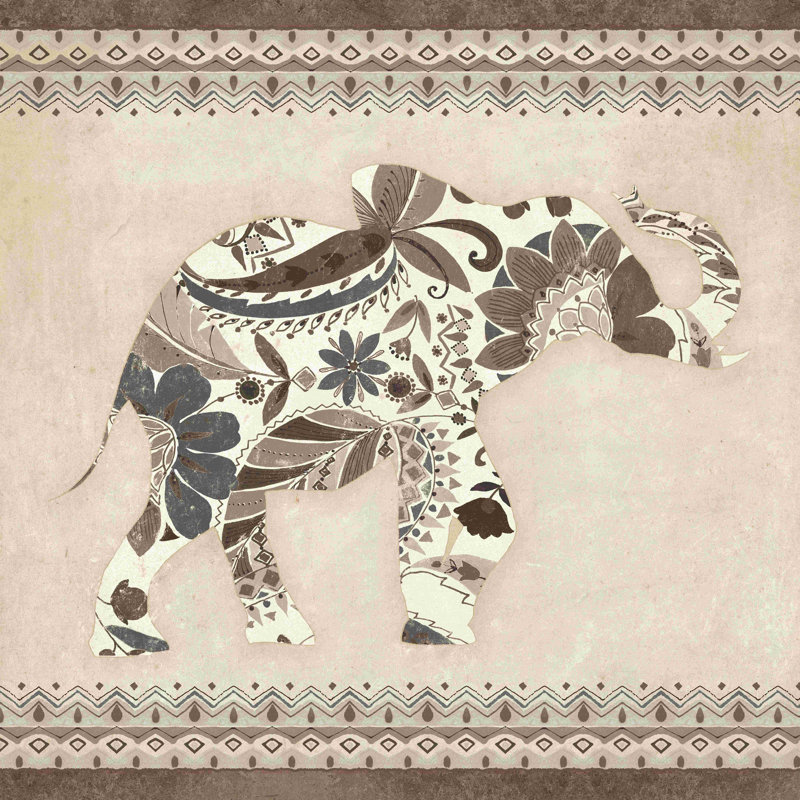 Boho Elephant I Neutral, H 12 po x l 12 po