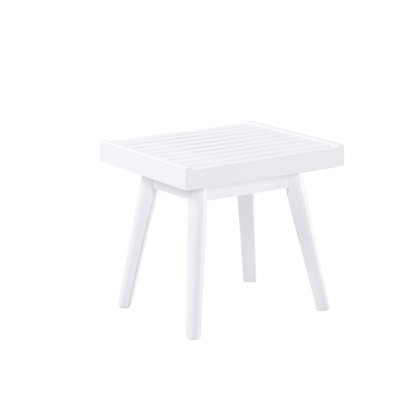 Banc à lattes en bois massif blanc de 19 pouces - ajoute une touche chic au décor de la maison avec accoudoirs, confort et style