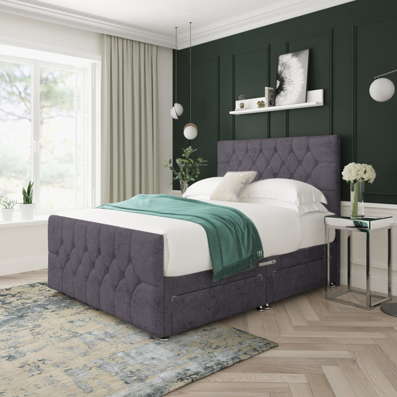 Upholstered Bed, Armour, Foot-end Drawers, Double (4'6)