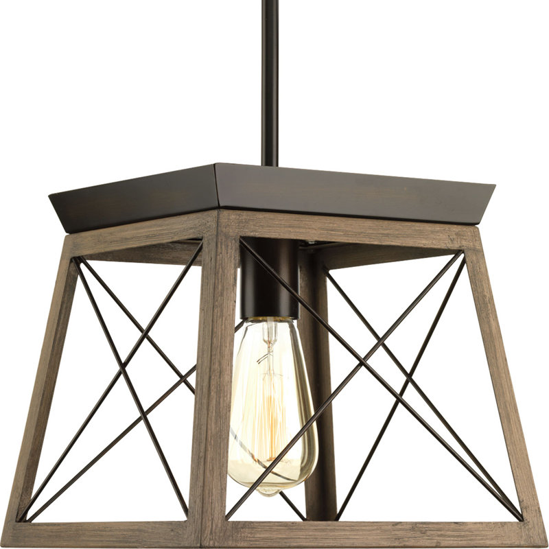 Luminaire suspendu géométrique à 1 lumière Soleil, Bronze antique