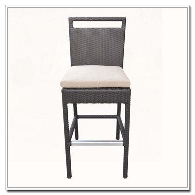 Luvien Outdoor Patio Wicker Barstool with Water Resistant Cushion