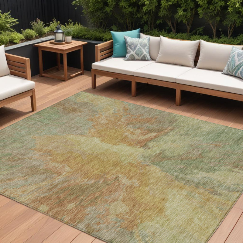 Tapis extérieur lavable abstrait vert articha 8 pi x 10 pi artichaut