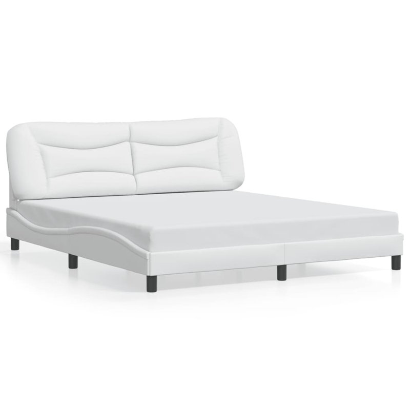 vidaXL Bed Frame with LED without Mattress Hvar White 76"x79.9", White, King