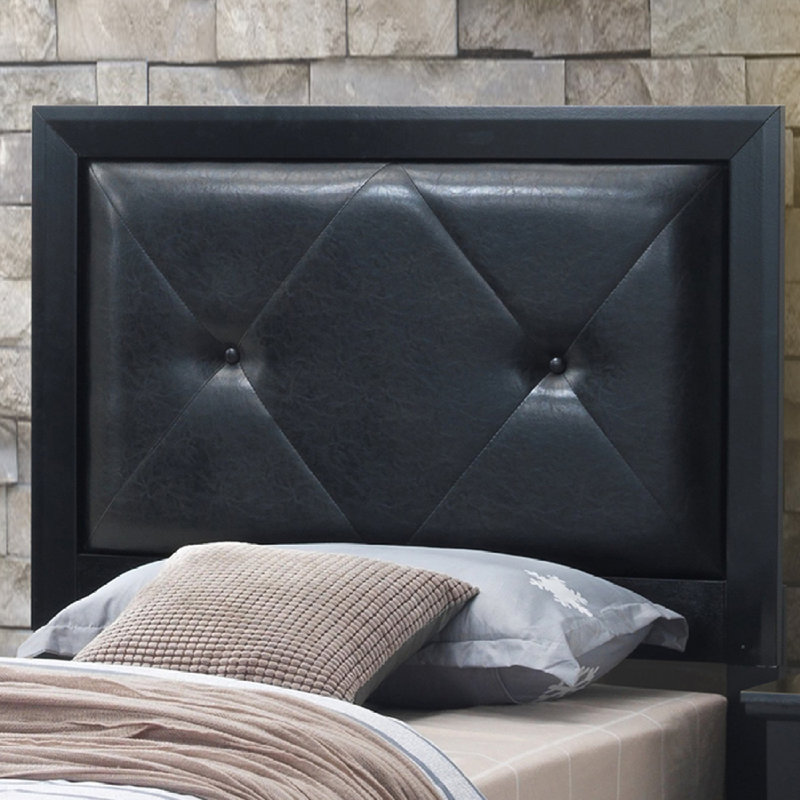Structure de lit avec tête de lit Upholstedred, Lit simple, Noir
