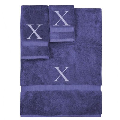 Ensemble de serviettes monogrammées - ensemble de 3 - lettre-bloc