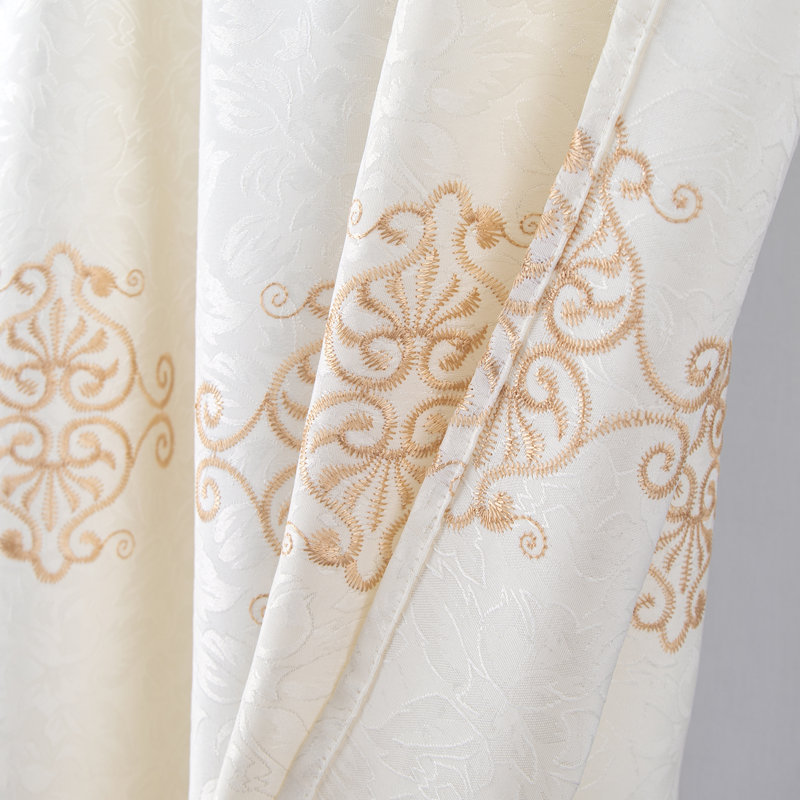 Rideau de fenêtre en macramé brodé Alice, Beige