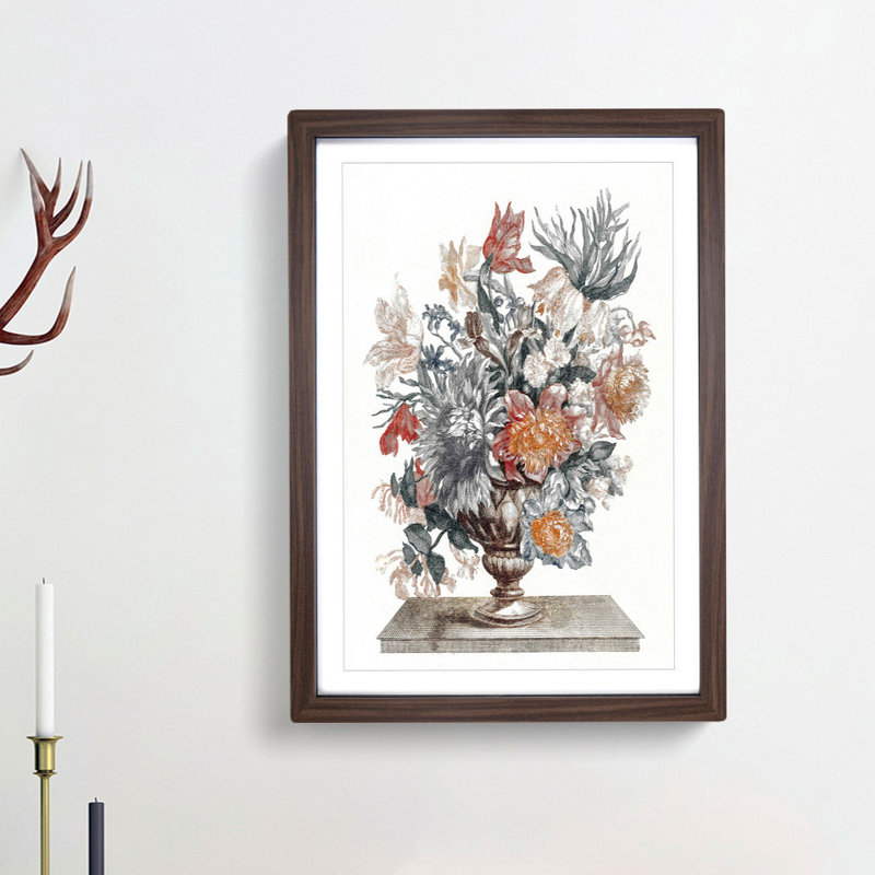 Vase of Flowers by Johan Teyler - Picture Frame Painting Print, 27cm H x 36cm W x 2cm D, Walnut Framed