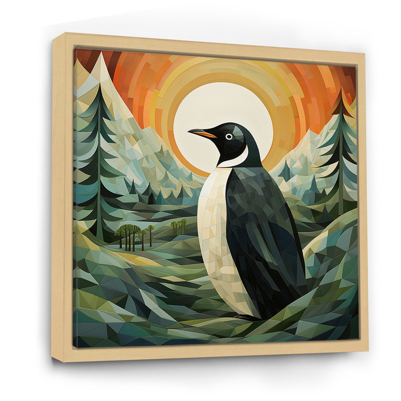 «Penguin Forest At Sunset», art mural sur toile, pingouin, H 24 po x l 24 po, Toile tendue