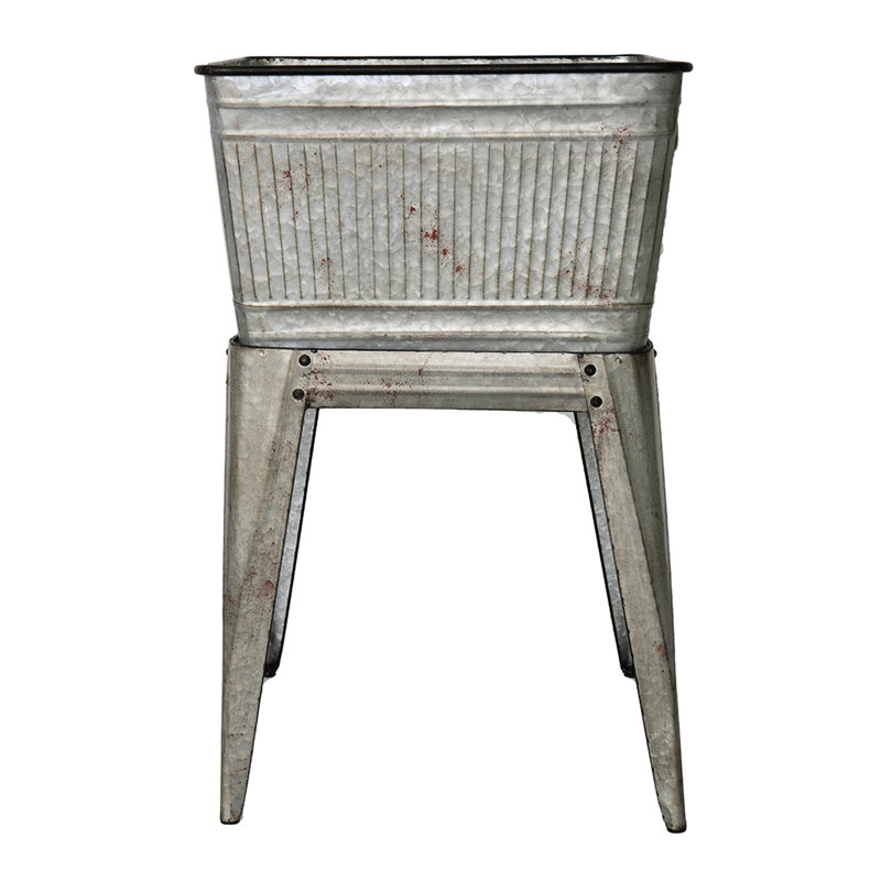Large Galvanized Tub, 20.5X20.5X21 Inches, Ice Buckets, Planters, Rustic Appearance, Home Decor Rivet Fasteners