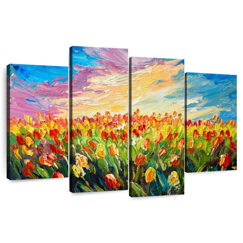 Champ de tulipes Harnek, H 54 po x l 84 po