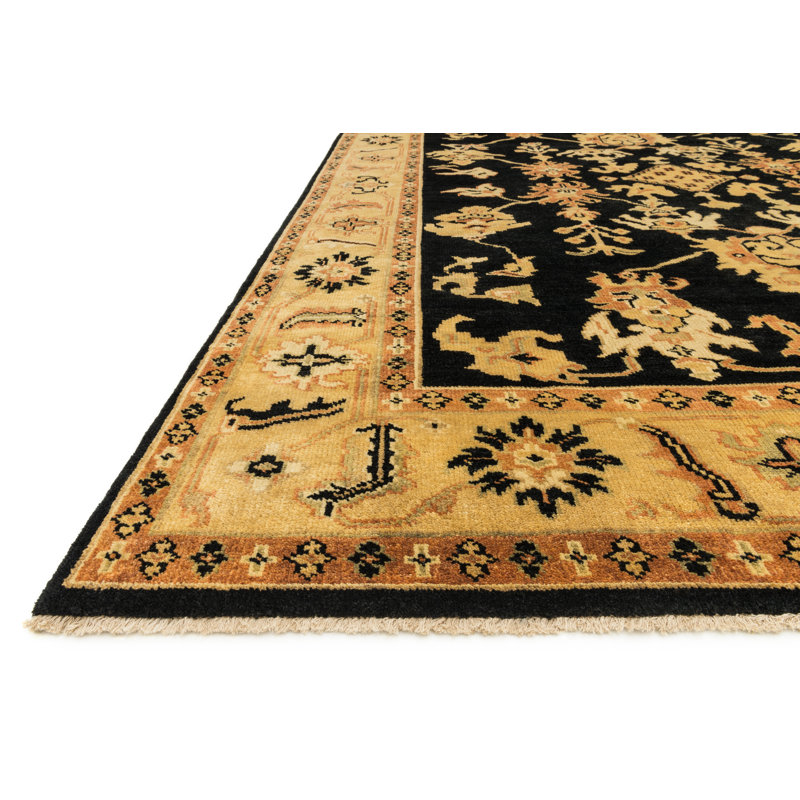 Tapis de zone dorée noué la à la main sud-ouest Dominico, Rectangle 4 pi x 6 pi