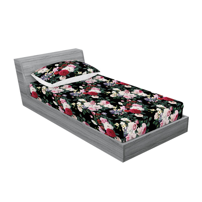 Drap-housse et taies décoratives 3 pièces Ambesonne, Ensemble de draps pour lit simple avec 1 taie d'or
