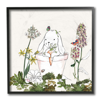 " Bunny In Flower Pot Lilac Florals Blooming " by Sangita Bachelet