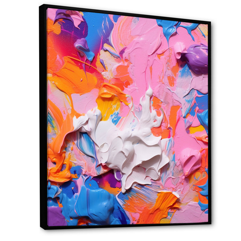 «Rose and White Explosions of Color I», reproduction d'art sur toile, H 44 po x l 34 po x P 1,5 po, Cadre flottant noir