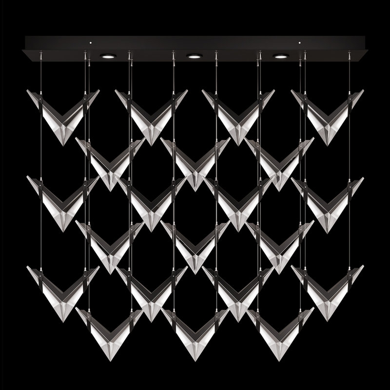 Luminaire suspendu rectangulaire l 62 po Blade, Noir mat