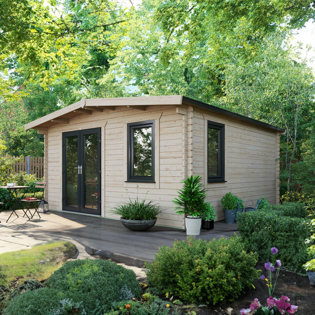 Powersheds Apex 16 x 14ft Chalet Log Cabin, Doors to the Left - 44mm
