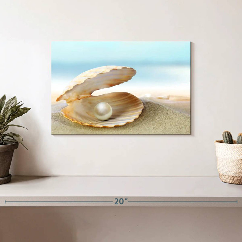 Pearl In Clam Shell, 8" H x 12" W