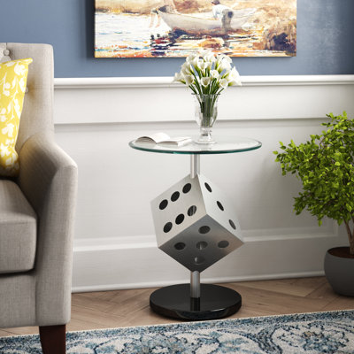 Caitlynne Glass Top End Table
