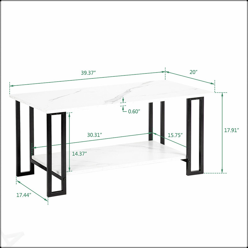 Élégante table basse en MDF à 2 couches avec cadre en fer, idéale pour la vie moderne et les espaces repas