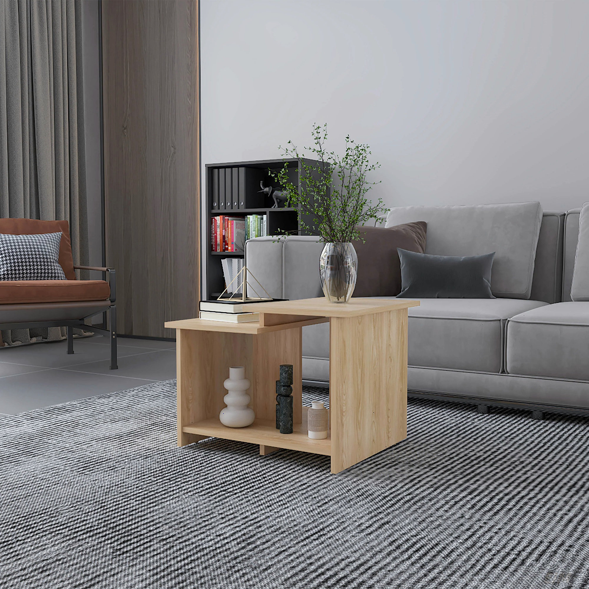 CHENGGUHENGXIN Natural Oak Coffee Table With Open Storage | Wayfair