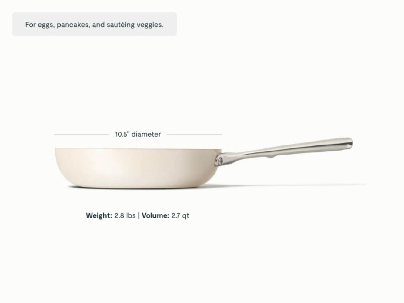 Caraway Ceramic Non-Stick Frying Pan, 10.5", Cream