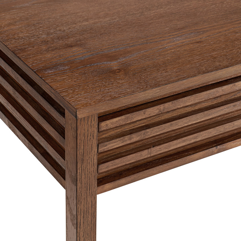 Table basse carrée en bois 32 po avec deux tiroirs Charnay, Chêne brun
