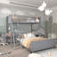 Lits simples superposés sur lit double avec bureau et tiroirs, lit mezzanine simple en bois avec cadre de lit plateforme double amovible, lit superposé avec échelle