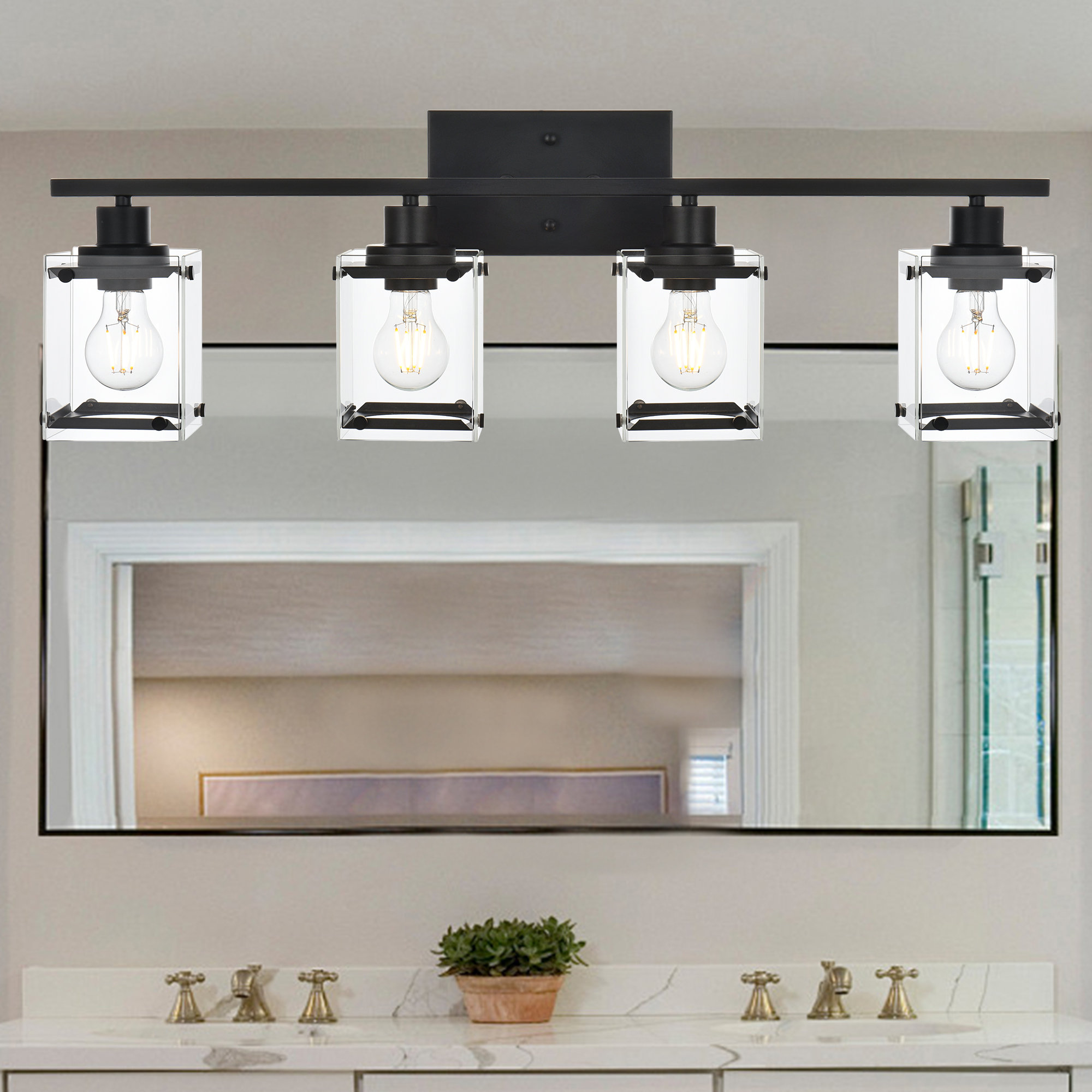 Breakwater Bay Modern Black Bathroom Vanity Light For Bathroom 4 Light ...