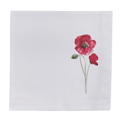  Poppy Red Flower Napkin Set of 4