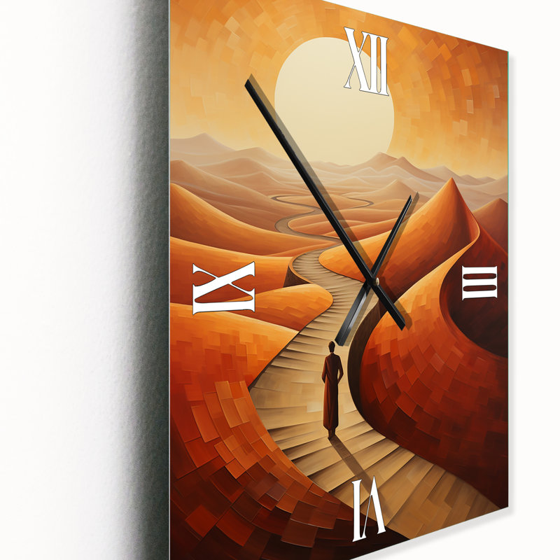 Pleine lune chemin à travers les dunes éternelles - Horloge murale désertique, Petit