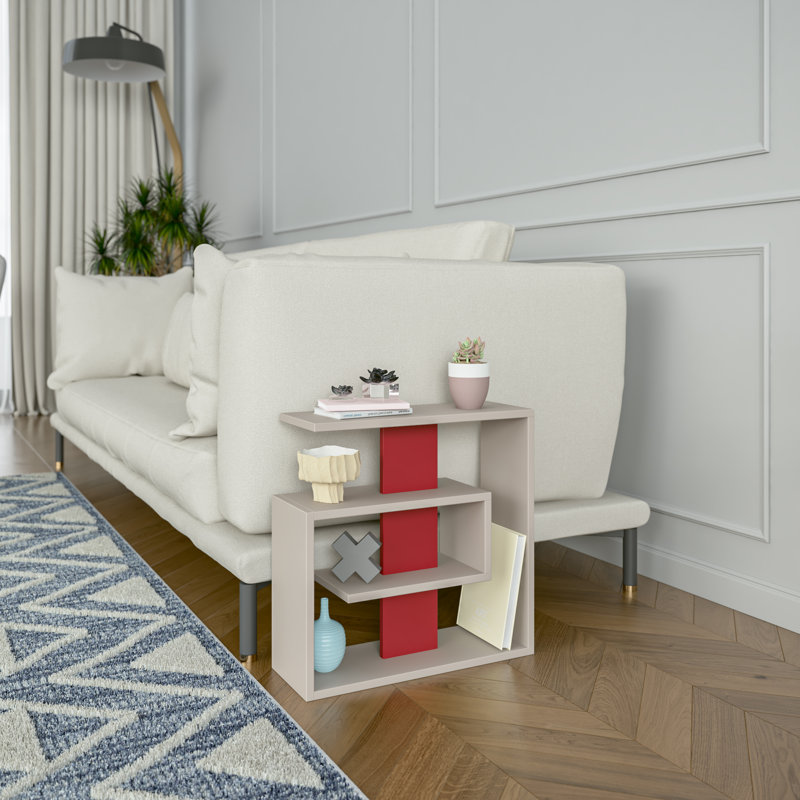 Antoinet End Table, Light Mocha/Burgundy