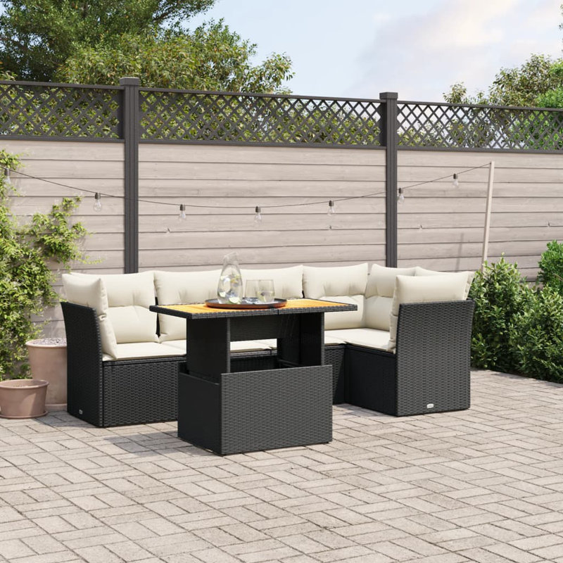 Ensemble de canapé de jardin Vidaxl noir, blanc crème