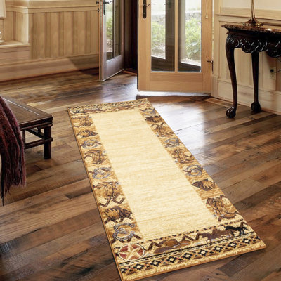 Beige Polypropylene Home Mat, Stain And Hygienic Area Rug In Beige, Polypropylene, Stain- Fascinating Design