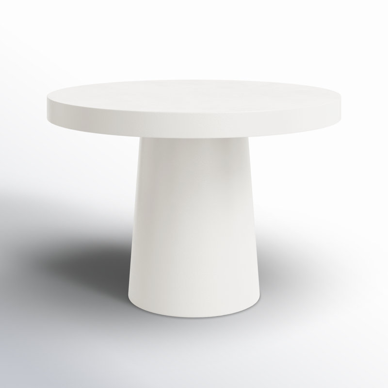 Prevelly 43" Concrete Round Dining Table, White