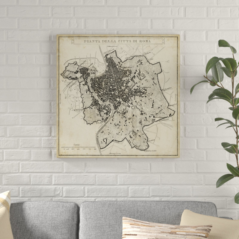 «City Plan of Rome», peinture sur toile, H 30 po x l 30 po