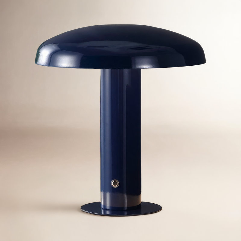 Lampe de table champignon contemporaine intégrée rechargeable en fer de style bohémien 11 po Writer Writer, jaune