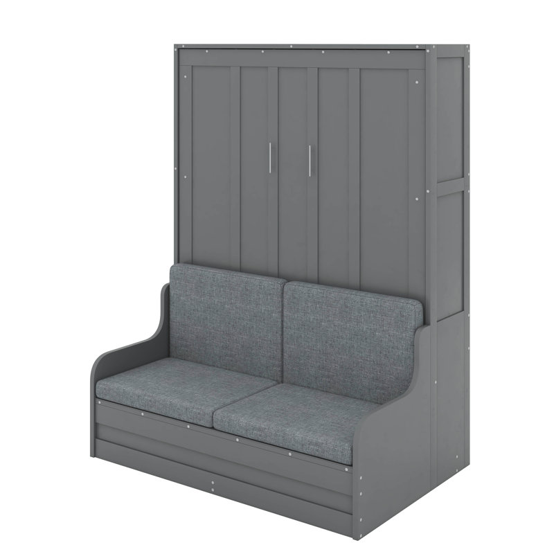 Lit escamotable mural Murphy avec coussin, gris, Grand