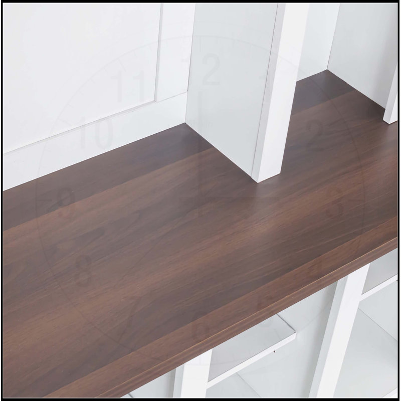 Farmhouse Wooden Style Hall Tree with 6 Hooks, Practical Walnut Storage Bench, and 13 Cubbies for Entryway Organization