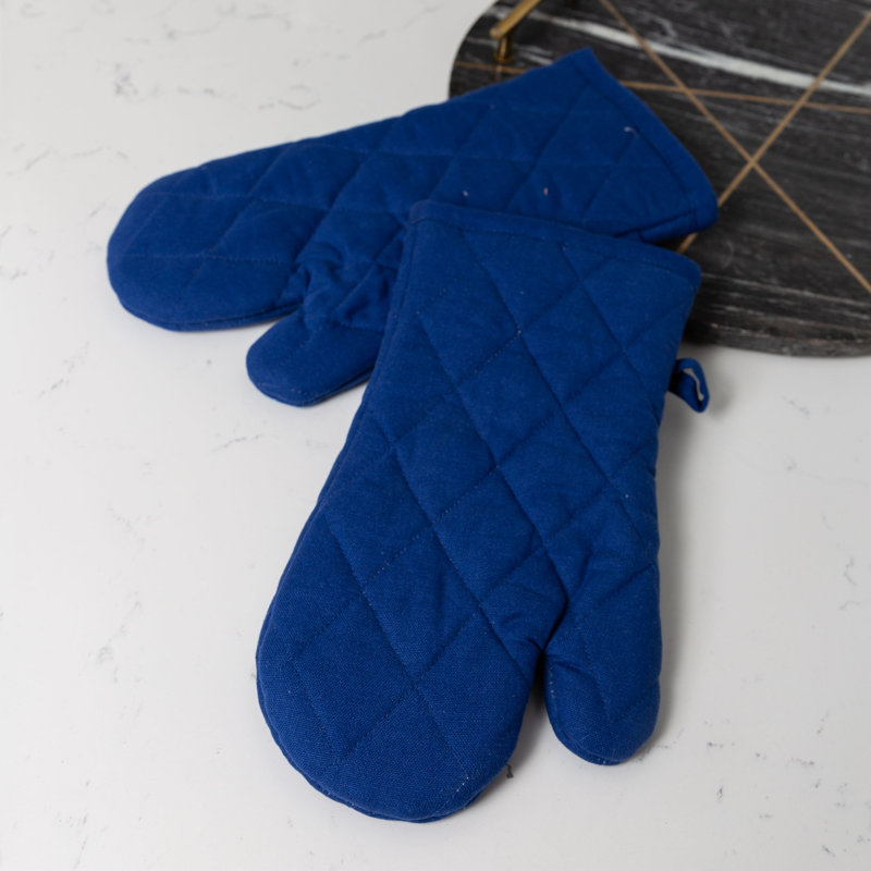 FabStyles Cotton Oven Mitt Set, Blue