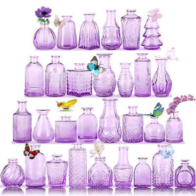 Valentine's Day Glass Bud Vases,versatile Small Bud Vases For Home And Wedding Decor, Exquisite Bridal Shower Table Centerpieces,aromatherapy Bottles,candle Holder, Gifts Idea(pack Of 30)