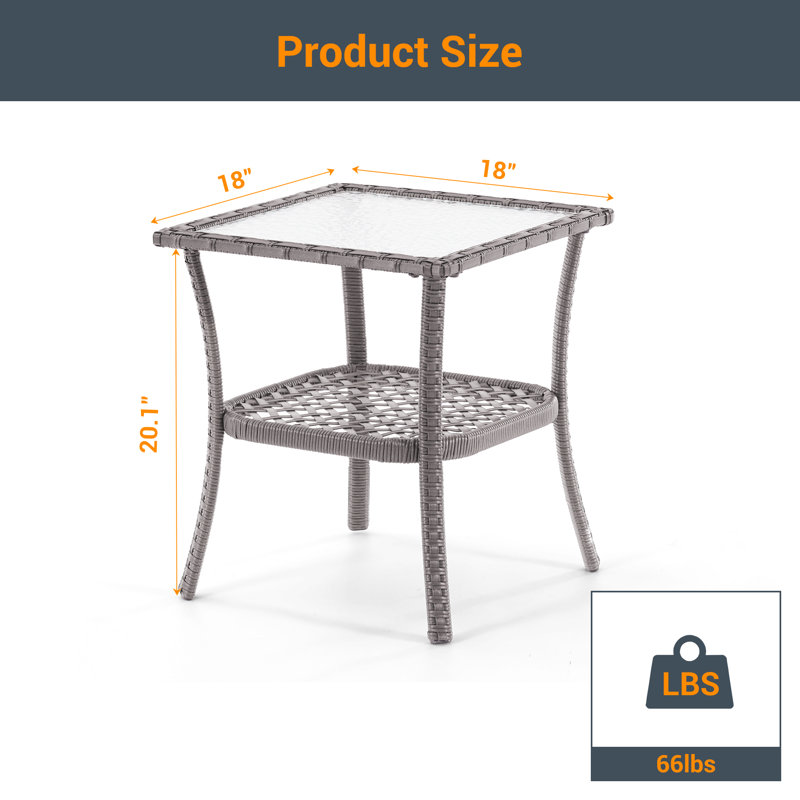 Charlean Square Metal Outdoor Side Table , 18'' in. W 18'' in. D, Gray