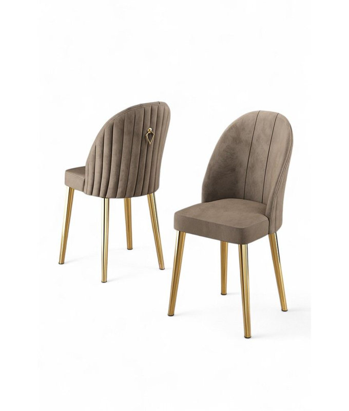 Ensemble de chaises, Gris, 2, Doré