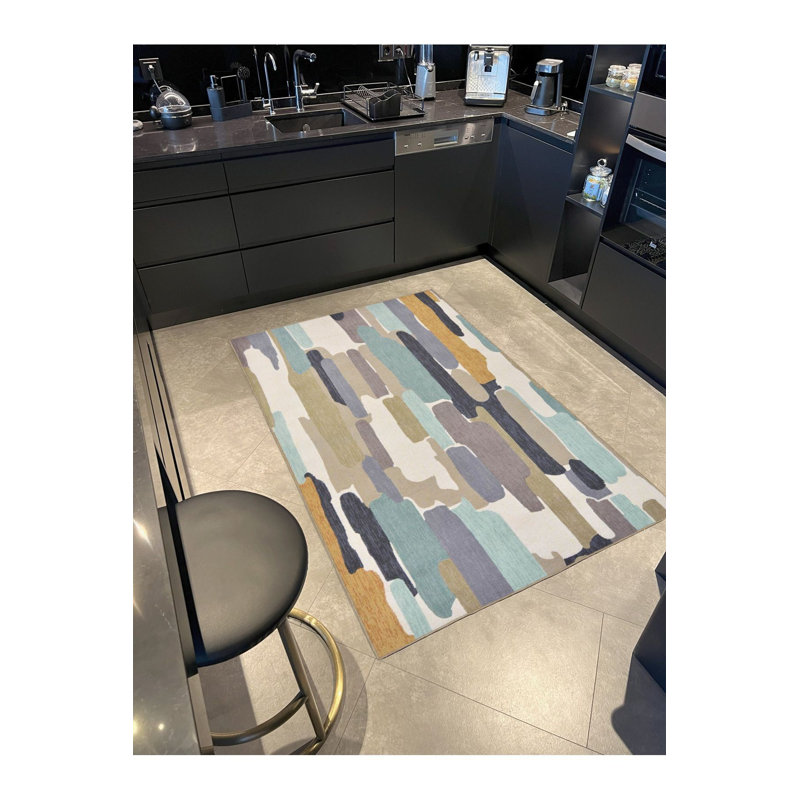 Tapis décoratif coloré à motif aquarelle, Sous-tapis rectangulaire de 3 pi 3 po x 4 pi 11 po
